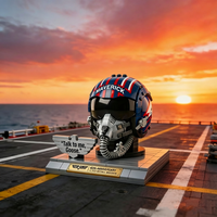 Ensemble de blocs de construction de casque de pilote d'aviation, modèle réaliste de casque d'avion en briques pour collectionneurs et fans d'aviation