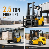 Chariot élévateur diesel 2,5T, transmission automatique, déplacement latéral, mât bi-étages robuste, pneus pneumatiques, certifié CE ISO, direct usine