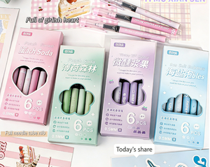 Stylos gel à pointe fine 0,5 mm couleur macaron, séchage rapide, 6 pièces <span class=keywords><strong>en</strong></span> boîte pour l'école, le <span class=keywords><strong>bureau</strong></span>, vente <span class=keywords><strong>en</strong></span> <span class=keywords><strong>gros</strong></span> - Product Image 1