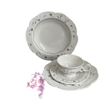 Assiette de service à dessert en céramique blanche à motif floral rétro français pour fête du thé, table de mariage