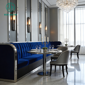 Sofá de Lujo con Estructura de Acero Inoxidable y Tapicería de Terciopelo, Silla y Mesa para Hotel, Restaurante, Cafetería, Muebles para Cafetería - Product Image 4