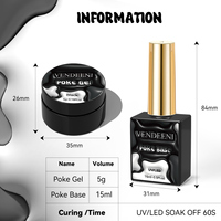 Vendeeni Poke Gel: Colle à Ongles pour Nail Art, Vernis Blanc et Noir avec Gel à Piquer, Vernis à Ongles OEM, Couche de Base en Gel Dentelle