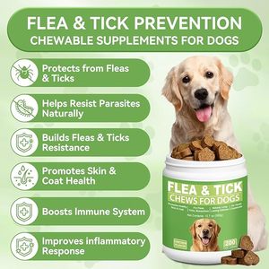 <strong>Flea</strong> <strong>Tick</strong> Prevention <strong>Dog</strong> Soft Chews Natural Immune Support Garlic Powder Vitamins Minerals Skin Coat Health All Breeds Ages - Product Image 4