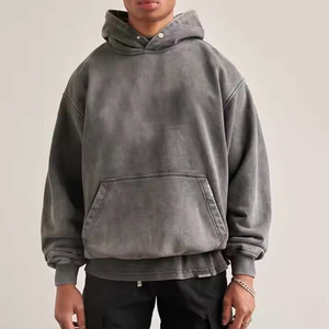 เสื้อฮู้ดดี้ผ้าฝ้าย 100% น้ำหนักเบา แห้งเร็ว ระบายอากาศดี สไตล์สตรีทแวร์ พิมพ์โลโก้ตามสั่ง สำหรับผู้ชาย ล้างสีแบบแอซิดวอช - Product Image 1