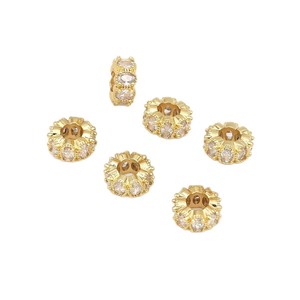 Cuentas espaciadoras de diamantes de imitación con forma de flor, chapadas en oro de 18k y plata sobre cobre, para pulseras, collares y accesorios de joyería DIY. - Product Image 5