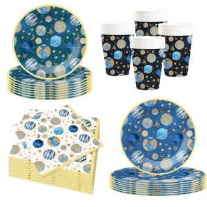 DAMAI Artículos para Fiestas Espaciales y de Galaxias, Platos, Servilletas y Vasos de Papel con Temática del Espacio Exterior para Fiestas de Cumpleaños Infantiles - Product Image 4