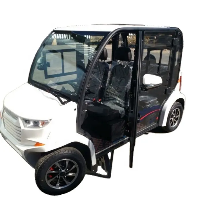 Elektrische 4 Sitze geschlossener Golf wagen mit Klimaanlage AC-System 5kW Motor 40 km/h mit hinteren Golf taschen haltern GEL Batterie
