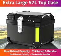 Nouvelle boîte de rangement arrière pour moto et voiture électrique, 57L, épaisse, rotative, en plastique, avec accessoires de verrouillage