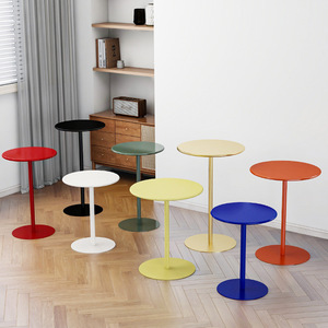 Mesas de Bar Redondas Pequeñas en Blanco, Negro, Amarillo, Dorado, Rojo, Naranja, Azul, Verde para Cafetería, Restaurante, Pastelería, Mesa de Centro con Patas Altas - Product Image 1