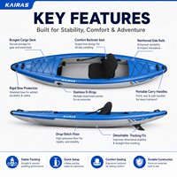 Ensemble de kayak gonflable KAIRAS pour 1 ou 2 personnes, kayak de pêche et de tourisme avec pagaie, pompe, siège et sac de transport pour lac, rivière et sports nautiques