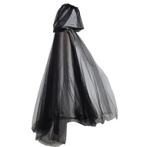 Cape de sorcière en maille à capuche, taille unique, noire, pour Halloween et cosplay - Product Image 3