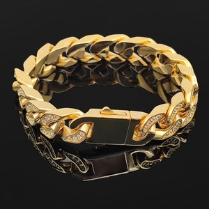 Nouveau design 2024, bracelet cubain en acier inoxydable poli miroir anti-allergie de 12 mm avec moissanite, vente en gros - Product Image 3