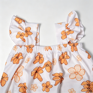 A26-15 Vente directe usine OEM-ODM personnalisé USA Combinaison imprimée Hawaï avec corsage smocké pour tout-petits - Product Image 5