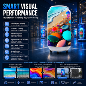 Écran LED P2.5 haute résolution pouvant afficher une vue à 360 degrés, écran LED en forme de canette de soda pour bar, club, promotion de marque, publicité vidéo HD - Product Image 4