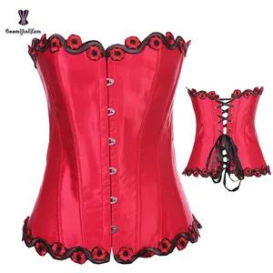 wholesale women corset manufacturers embroidered slimming waist body shapers victorian sexy red mature corset