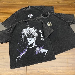 Servizio OEM T-shirt Oversize Personalizzate con Spalle Cadenti, Stampa Grafica <span class=keywords><strong>Anime</strong></span> Effetto Acido, T-shirt Vintage da Uomo in Cotone Pesante - Product Image 3