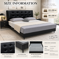 Cadre de lit plateforme moderne de luxe noir rembourré avec tête de lit pour chambre principale, chambre d'hôtel, maison