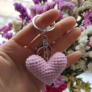 New Design Cartoon Anime Plush <b>Light</b> Keychain Embossed Macrame Heart Handmade Crochet Phone Bag Accessories <b>Pendant</b> Couples - Product Image 5