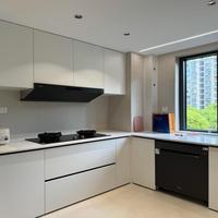 Mueble Combinado Independiente Exclusivo con Acabado Antiarañazos para Zona de Cocina Independiente Estilo Americano en Loft Dúplex