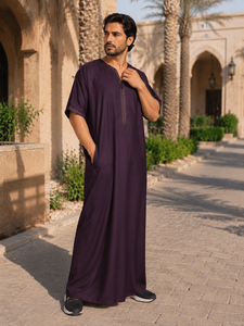 Vêtements islamiques pour hommes CCY, Thobe, Kaftan, Jubba, Robe, Dishdasha, <span class=keywords><strong>tenue</strong></span> arabe musulmane respirante, décontractée, modeste, pour le Ramadan et l'Aïd - Product Image 1