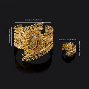 हॉट सेलिंग मध्य पूर्वी हस्तनिर्मित फैशन ब्रेसलेट और रिंग सेट सुव्यवस्थित डिजाइन ब्राइडल वेडिंग गोल्डन गहने - Product Image 5