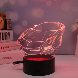 Lampe de table de chevet moderne en acrylique avec interrupteur tactile, recharge USB, lumière LED créative, lampe d'illusion 3D, lumière de nuit anime - Product Image 2