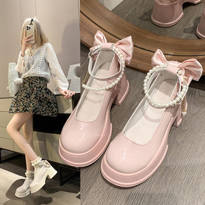 Chaussures Mary Jane en cuir pour femme, nouvelle collection printemps-automne, style décontracté et confortable, idéales avec une jupe, à semelle épaisse - Product Image 2