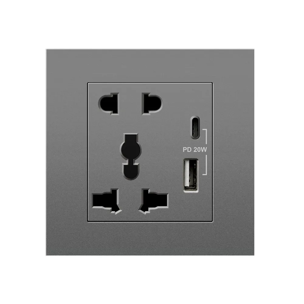 ART DNA Prise murale universelle 13a 250V Usb Type A et C 12v Charcher 5 Pin Socket