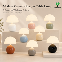 Lampe de table LED flexible en céramique en forme de champignon, réglable, avec prise AC E27/E26, pour la décoration de la chambre à coucher et de la maison