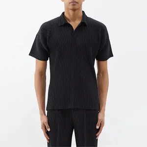 Bán Buôn Mens Quần Áo Thiết Kế T-Shirts Cho Biểu Tượng Tùy Chỉnh Pleated T Áo Sơ Mi Ngắn Tay Áo Pleats Tee Người Đàn Ông Của Golf Polo Người Đàn Ông Áo Sơ Mi