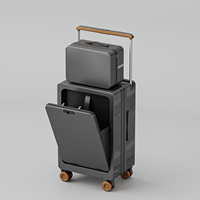 Ensemble de bagages PC Shell avec port de charge, compartiment pour ordinateur portable, serrure TSA, logo personnalisé, ouverture frontale, roues universelles silencieuses, bagage à main