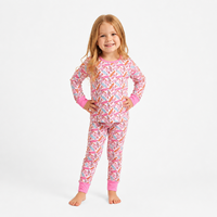 Ensemble pyjama OEM/ODM pour fillettes, imprimé planche de surf, 2-7 ans, manches longues, coton respirant, vêtements de détente pour enfants, pour dormir
