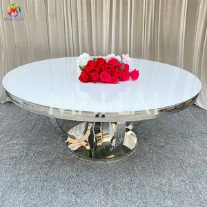 Luxury Table Stainless Steel Round Dinning Table Set With Glass