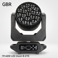 Projecteur LED Zoom B-EYE 19x40W RGBW 4-en-1 à tête mobile 4 ° - 60 °   Projecteur de scène à faisceau LED avec contrôle individuel et effet kaléidoscope