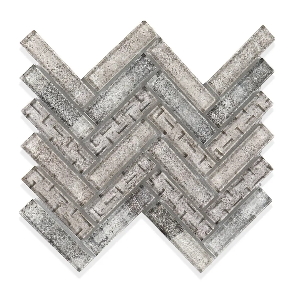 Herring Tulang Pencetakan Inkjet Digital Kaca Mosaik Tile untuk Dapur Kamar Mandi