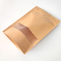 Venta al por mayor de papel Kraft mate, bolsa de pie con cremallera y ventana, embalaje de papel para alimentos, café, aperitivos, semillas