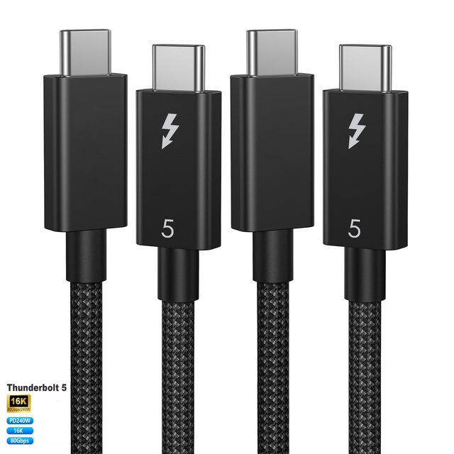 Thunderbolt 5 Cable 0.5M 1M 1.5M 2M 120Gbps Bandwidth PD 240W Nylon Braided Gen4 USB4 Cable for Thunderbolt 4/3 USB Type C Cable