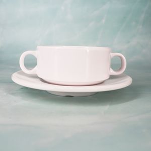 Ensemble de tasses à café en mélamine blanche au design populaire, poignée bon marché, réutilisable, en <span class=keywords><strong>plastique</strong></span>, avec soucoupe en céramique, vente en gros d'usine, <span class=keywords><strong>vaisselle</strong></span> pour la maison - Product Image 4
