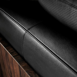 Canapé moderne en cuir Mobilier de salon Style italien Canapé en bois - Product Image 5
