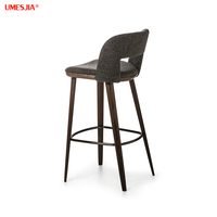 Tabouret de Bar en acier inoxydable, chaise moderne en bois de hêtre avec tissu,