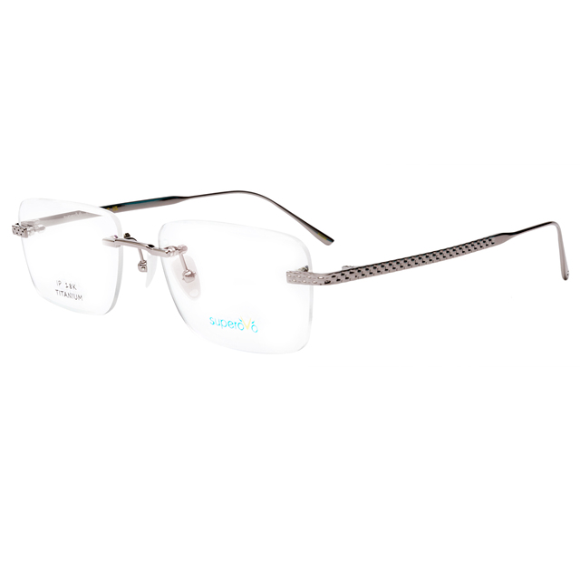 Superovo 18K Titanium Lightweight Unisex Spectacle Frames Print Clear Rimless Optical Eyeglasses Metal Spring Leg Popular