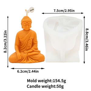 Moule en silicone Bouddha 3D pour bougies, moule en résine Bouddha assis en méditation, moule en plâtre Bouddha aux mains croisées pour décoration intérieure DIY - Product Image 6