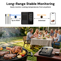 Termometer Makanan Pintar Nirkabel WiFi dan Bluetooth 4 Probe untuk Dapur, BBQ, Grill, Oven, Smoker, Rotisserie