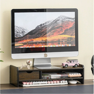 Computer Monitor <b>Riser</b> Desktop Storage Rack With Raised Base 2 Tier Wood Organizer For Office <b>Desk</b> Neatening - Product Image 1