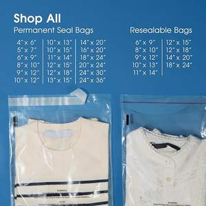 Bolsas de polietileno transparentes autoselladas de 11*14 pulgadas (200 unidades) con advertencia de asfixia para empaquetar camisetas y pegamento resellable - Product Image 1