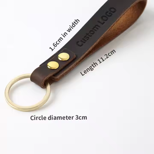 Phụ kiện móc khóa da cao cấp bán buôn, dây đeo kim loại, da bò, logo thương hiệu tùy chỉnh - Product Image 6