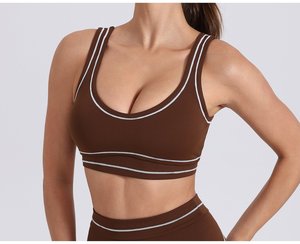 Reggiseno Sportivo da Yoga con Schiena Scoperta, Asciugatura Rapida, Colore Nude, Design a Blocchi di Colore, per Corsa e Fitness - Product Image 3