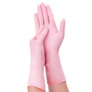 Nitrile Disposable Gloves Pink Oil And Water Resistant For Household Cleaning Kitchen Use - Product Image 1