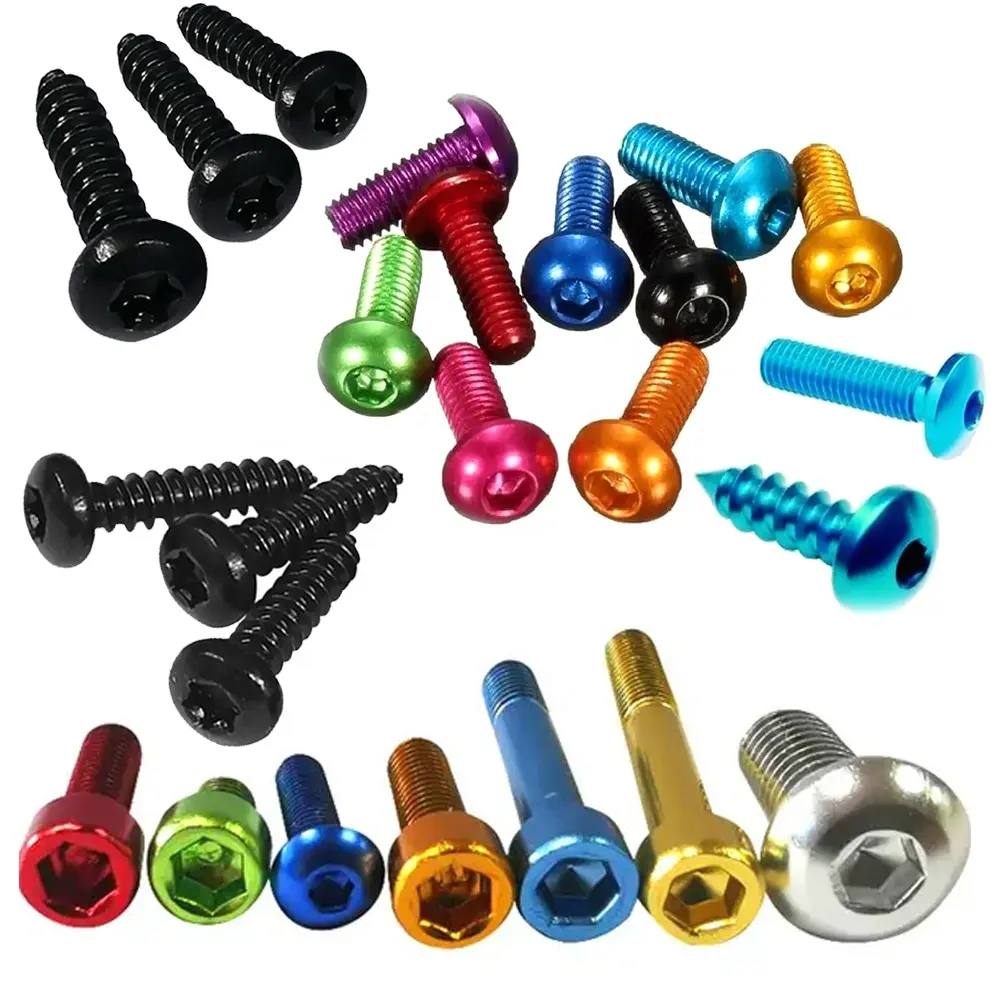 M3 M4 M5 M6 M8 6061 7075 Colored Truss Flat Head Stainless Steel Titanium Anodized Aluminum Cap Bolt Screw