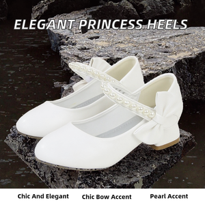 Girls' Elegant Princess Thick High Heel Slip-On Summer Wedding Party <b>Shoes</b> for Stage Performance & Birthday - Product Image 2